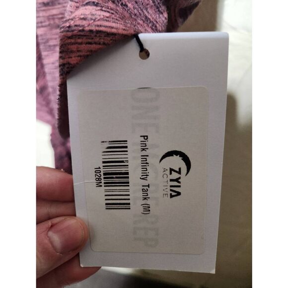 NWT Zyia Active Infinity Tank Top Women's M Pink Jacquard Tie Multi Ways to Wear - Picture 2 of 3